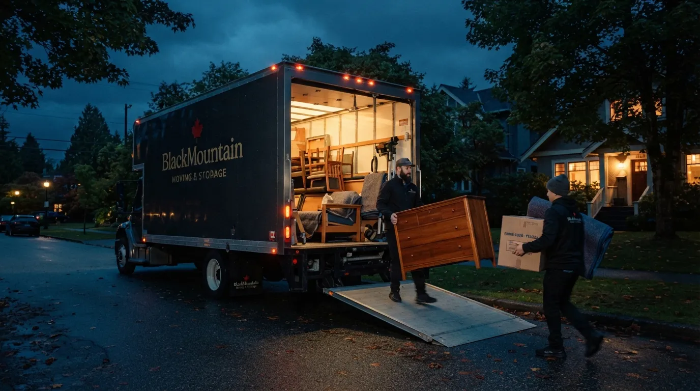 Movers loading furniture into a truck